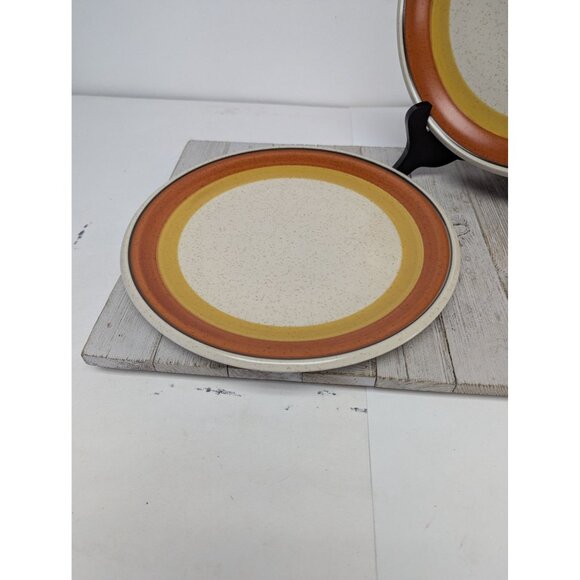 Imperial W. Dalton Stoneware Dinner Plates Set of 2 Speckled Tangerine Vintage - Picture 2 of 8
